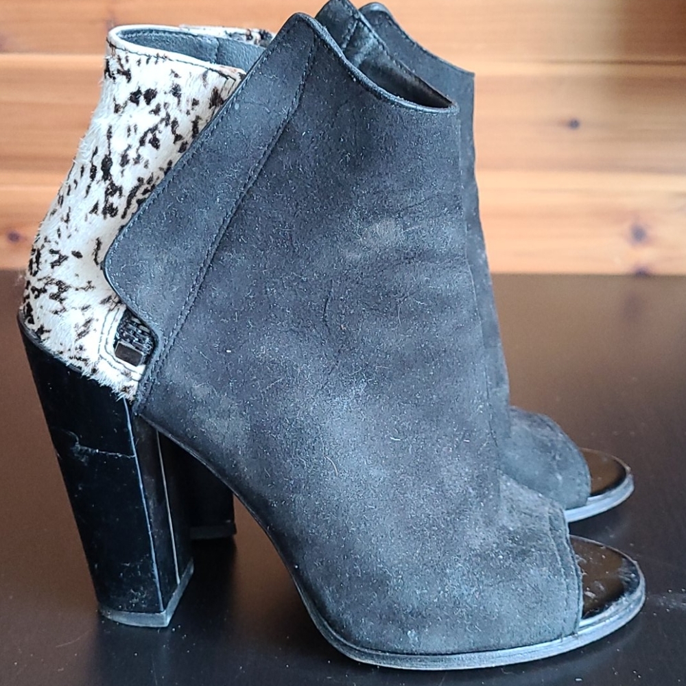 Dolce Vita Suede and Calf hair peep toe bootie